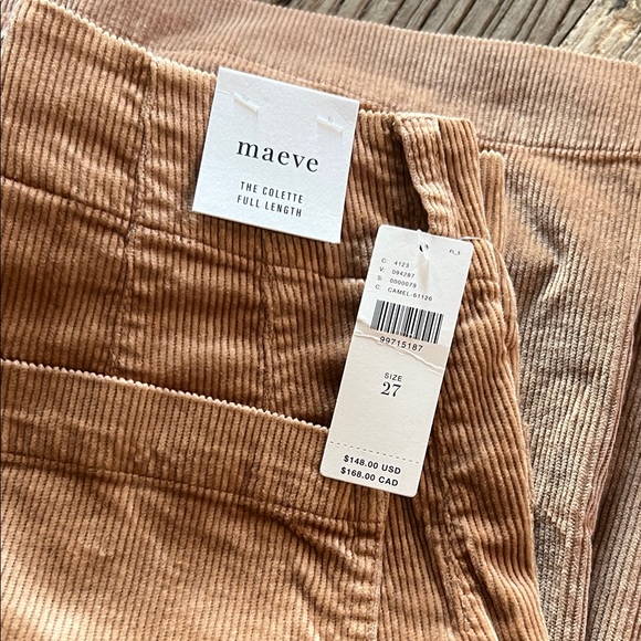 Maeve Corduroy Wide Leg Pants. NWT. Size 27. Colour: Camel - Picture 7 of 7